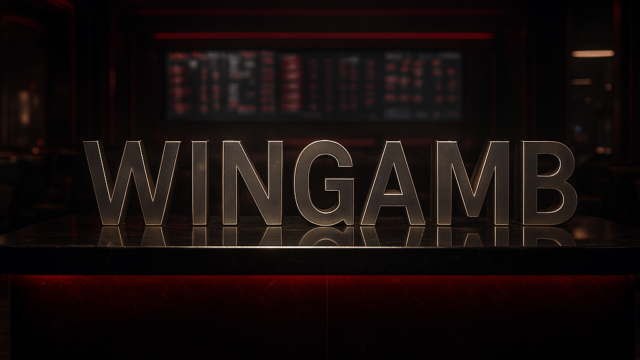 Wingamb illuminated in a luxury casino sportsbook setting with black and crimson accents